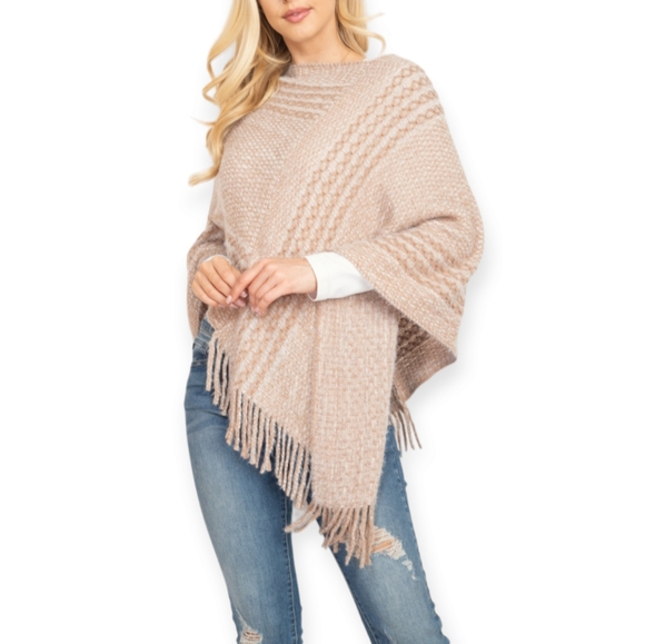 Poncho Sweater With Fringe - Picture 3 of 11